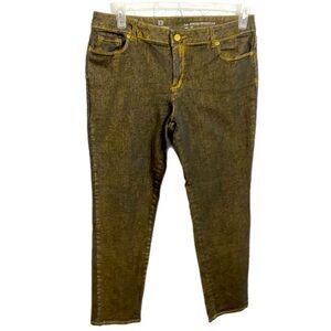 LOFT Jeans High-Waist Skinny Crop Sage Green /Gold Womens Sz 6/28 Stretch Soft